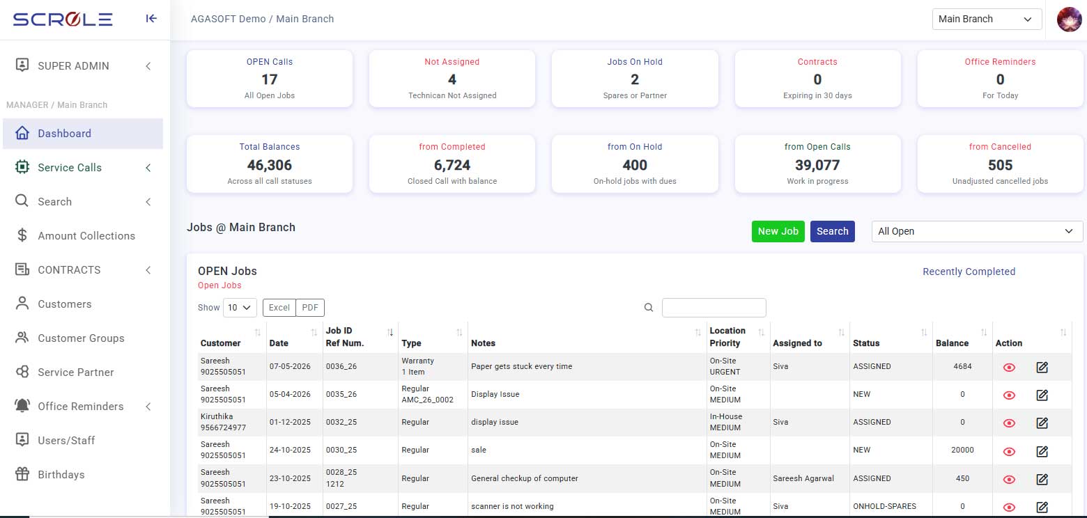 SCROLE Invoice Management Screenshot